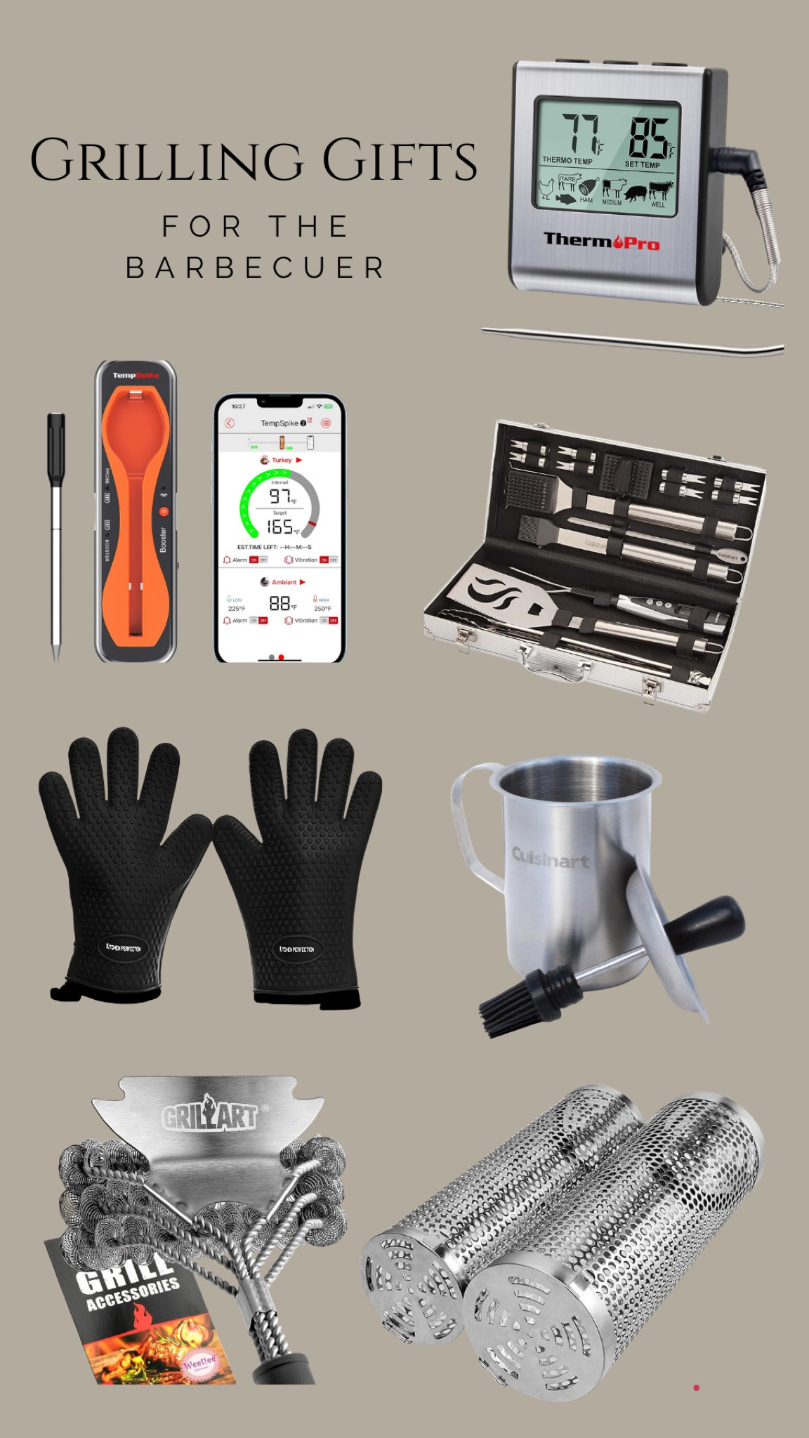 These are my husband ‘s favorite grilling tools!  I linked a few more that aren’t pictured here!  Everything from grilling veges, mitts that can be used with high heat, the must have thermometers for perfectly done meat and more!

#LTKGiftGuide #LTKSaleAlert #LTKHome