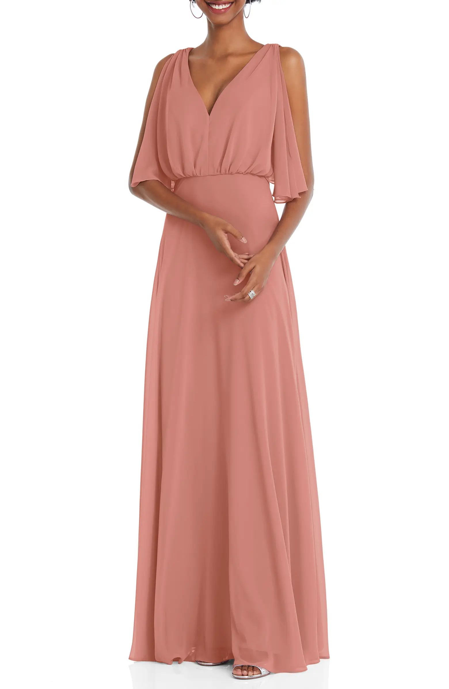 Split Blouson Sleeve Gown | Nordstrom