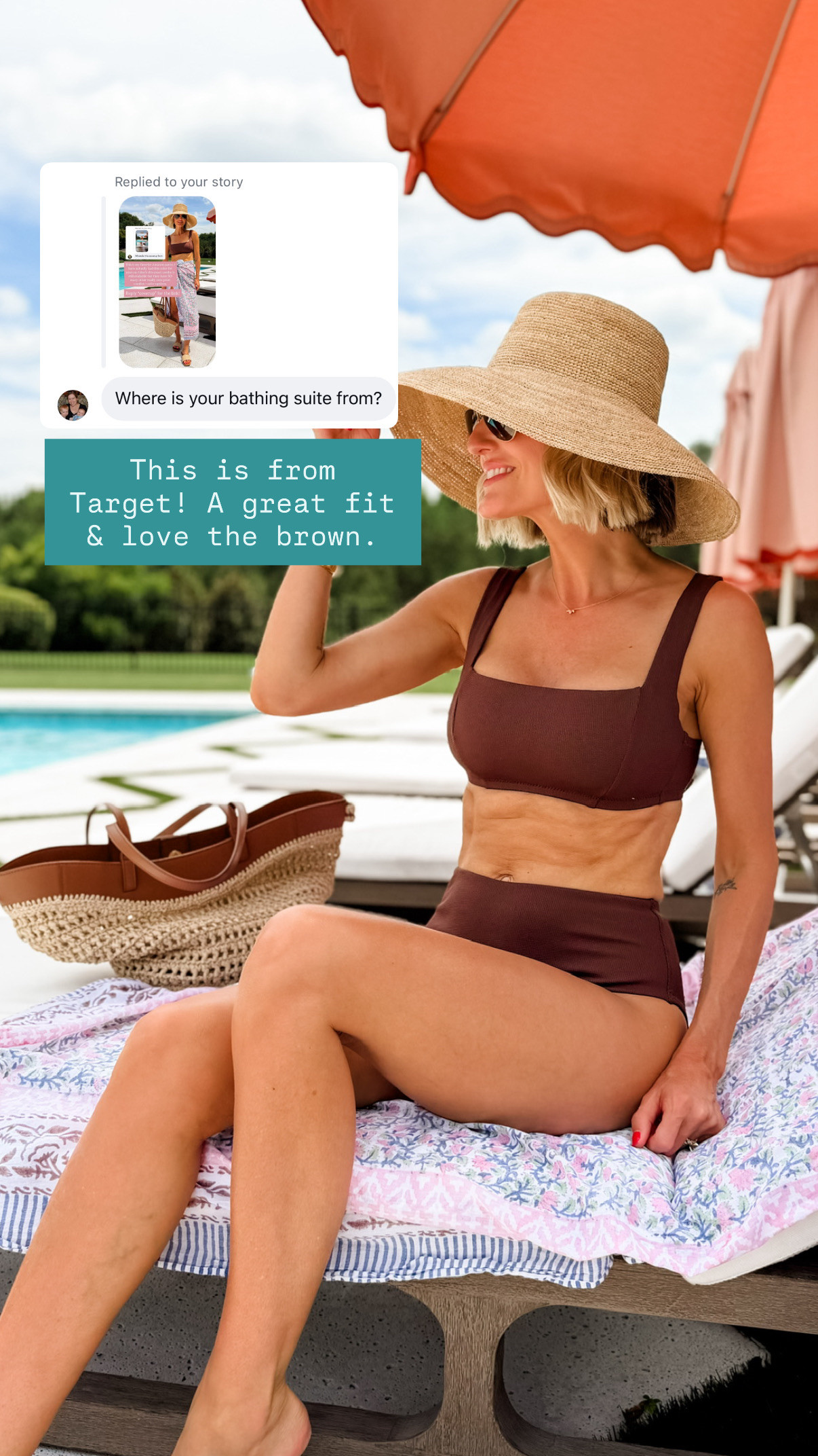 Love this elevated brown swimsuit that's from Target! Super affordable and so cute! Wearing S in top & M in bottoms!

Loverly Grey, Target, swimsuit, brown swimsuit, two piece swimsuit, beach outfit, resort wear 

 #LTKSeasonal