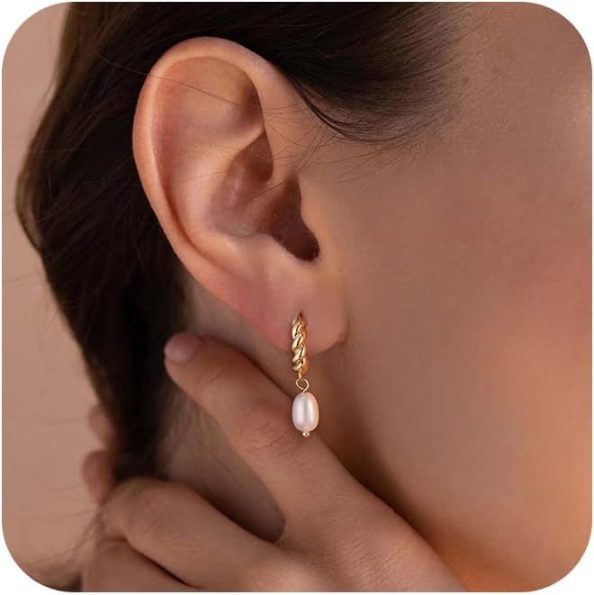 Pearl Hoop Earrings for Women - Gold Hoop Earrings Pearl Earrings for Women Trendy Jewelry Gifts ... | Amazon (US)
