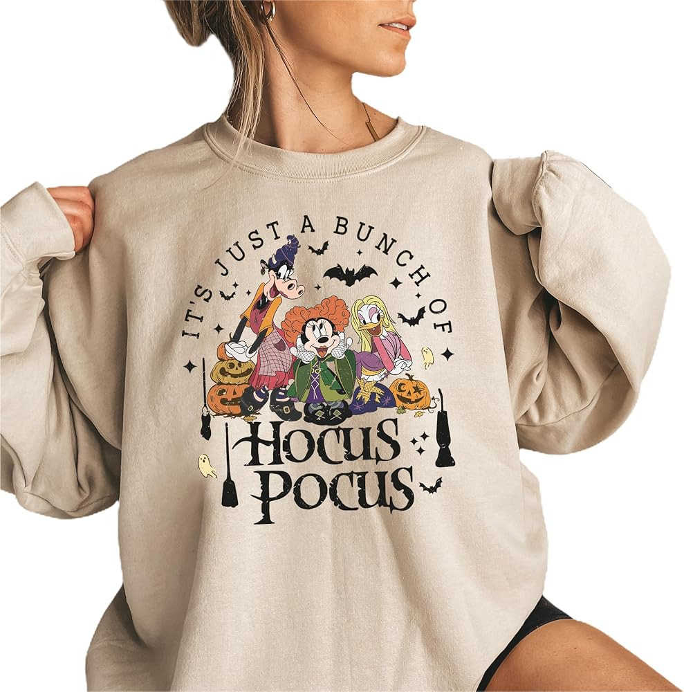 It's Just A Bunch of Hocus Pocus, Halloween Hocus Pocus Shirt, Funny Sanderson Sisters Shirt, Hap... | Amazon (US)