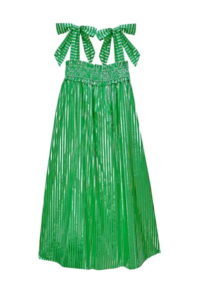 Tie Top MIDI Dress - Green & Silver | Shop BURU