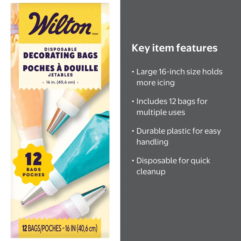 Wilton 16 inch Disposable Decorating Piping Bags, 12-Count, Plastic | Walmart (US)