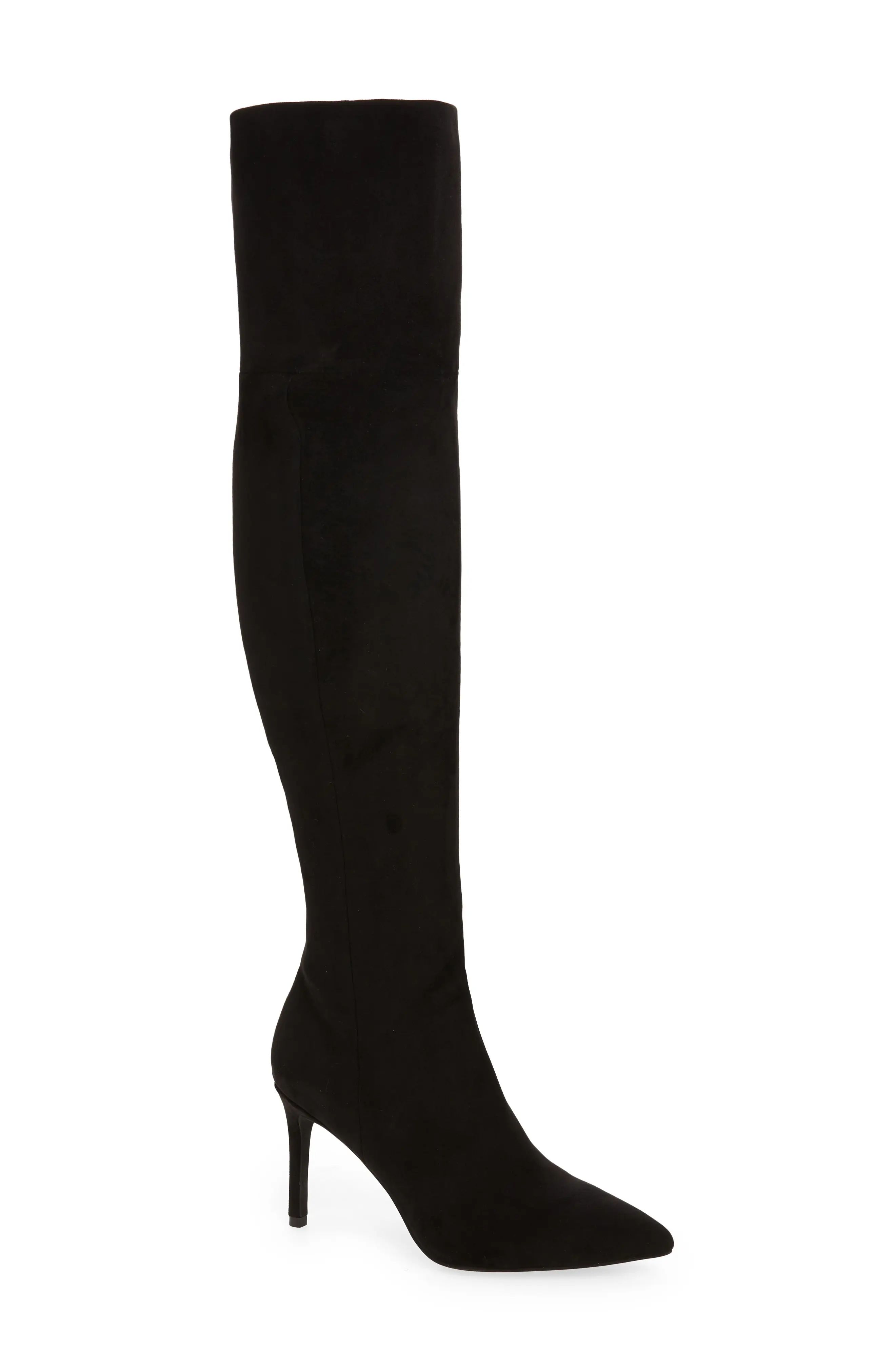 Jeffrey Campbell Pillar Over the Knee Boot, Size 6.5 in Black Stretch Suede at Nordstrom | Nordstrom