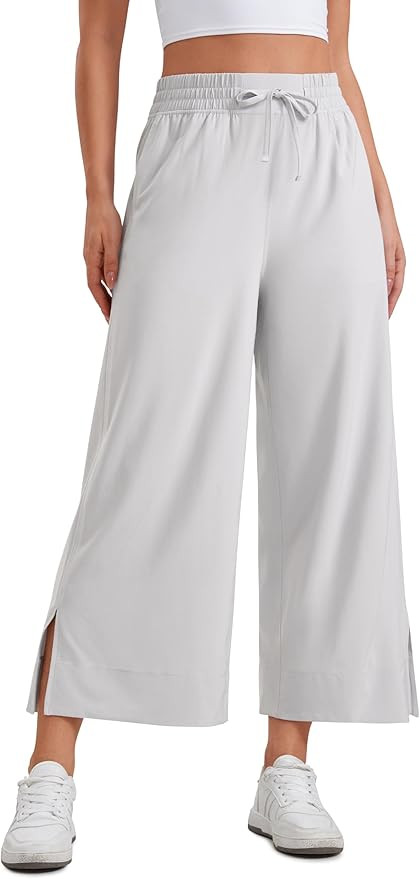 CRZ YOGA Lightweight Wide Leg Cropped Pants for Women 25" High Waisted Loose Casual Lounge Travel... | Amazon (US)