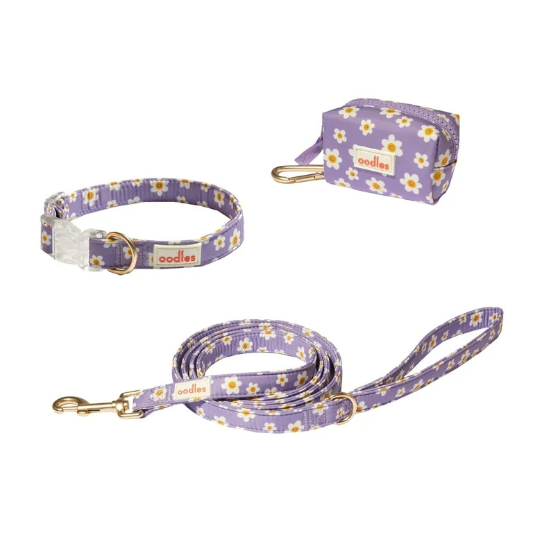 Oodles Floral Smiley Dog Walking 3 Piece Set, Small | Walmart (US)
