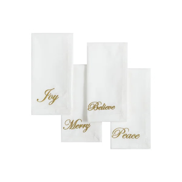 Deltoro 4 Piece Holiday Sentiments Cotton Napkin Set | Wayfair North America