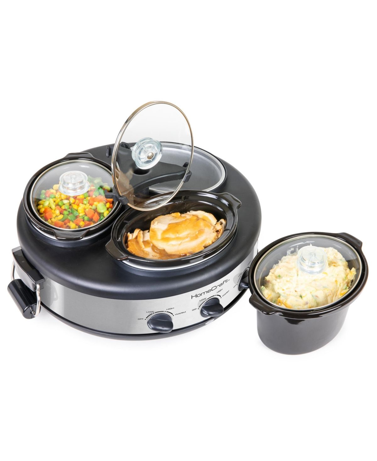 HomeCraft HCRTSCO15SS 1.5-Quart Triple Oval Slow Cooker Buffet | Macys (US)