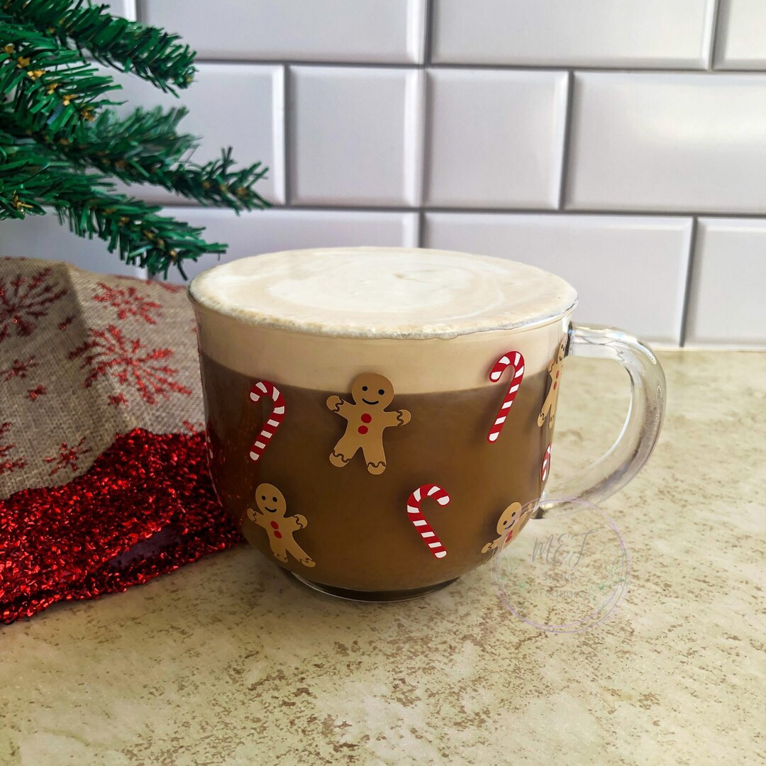 Christmas Coffee Cup| Gingerbread Man Candy Cane Coffee Cup | Clear Coffee Cup | Holiday Coffee M... | Etsy (US)