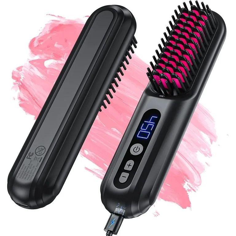 ATUPEN Cordless Hair Straightener Brush, Portable Negative Ion Hot Comb 45Mins Long Battery Life ... | Walmart (US)