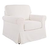 OSP Home Furnishings Ashton Rolled Arm Chair with Slipcover, White | Amazon (US)