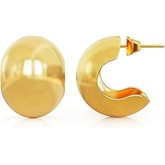 POVIK Gold Hoop Ball Earrings for Women, 14k Gold Plated Chunky Hoop Earrings Twisted Rope Hoop E... | Amazon (US)