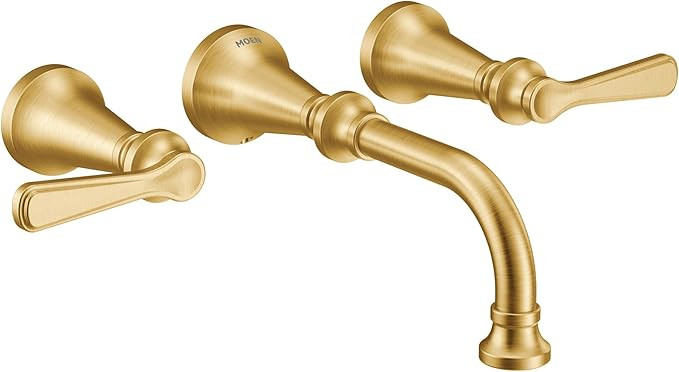 Moen Colinet Brushed Gold Traditional Lever Handle Wall Mount 8" Widespread Bathroom Faucet Trim,... | Amazon (US)