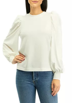 Crown & Ivy Women's Balloon Sleeve Sweatshirt, Ivory, Xs | Belk