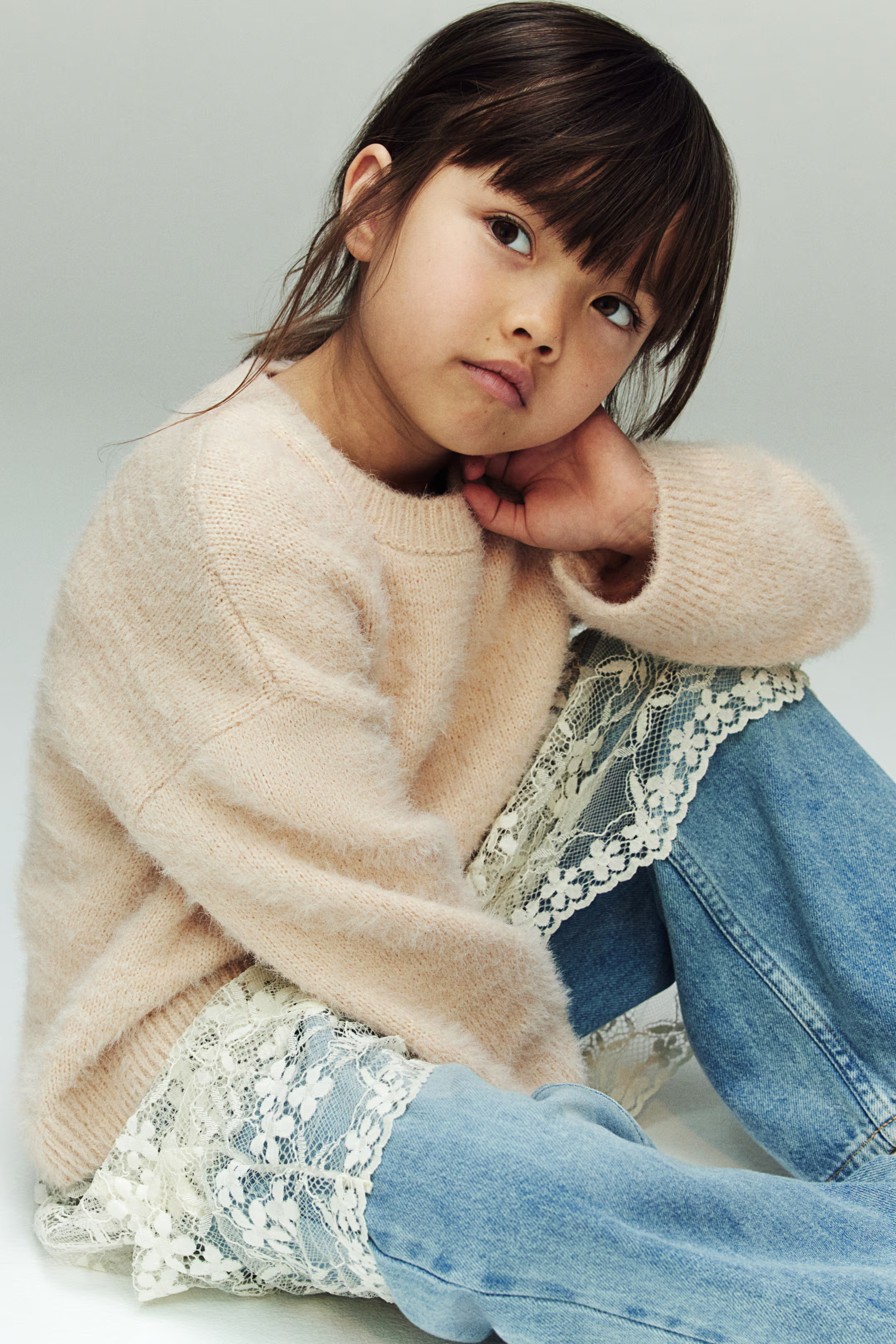 Brushed Fine-Knit Sweater - Light peach - Kids | H&M US | H&M (US + CA)