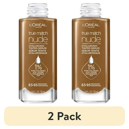 (2 pack) L'Oreal Paris True Match Hyaluronic Tinted Serum Foundation Makeup, 9.5 Medium Deep, 1 fl oz | Walmart (US)