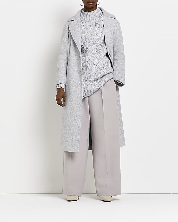 Grey oversized cable jumper | River Island (UK & IE)