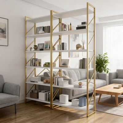 5-Tier Industrial Bookshelf With Metal Frame, Multi-Functional Storage Shelf For Living Room, Bedroom, And Office, Heavy-Duty Bookcase With 35 Lbs Per | Wayfair North America