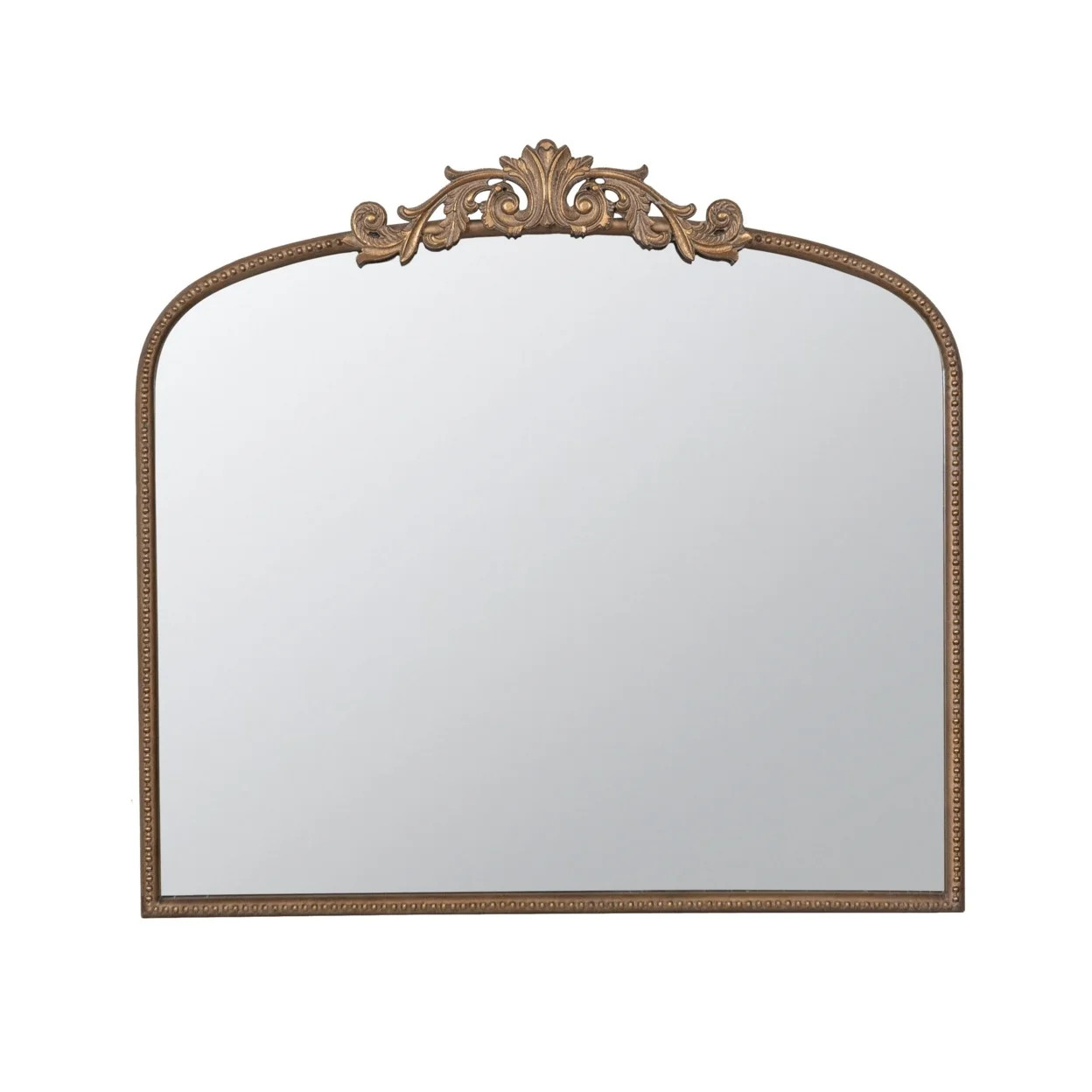 Kea 41 Inch Wall Mirror, Gold Curved Arched Metal Frame, Baroque Design- Saltoro Sherpi | Walmart (US)