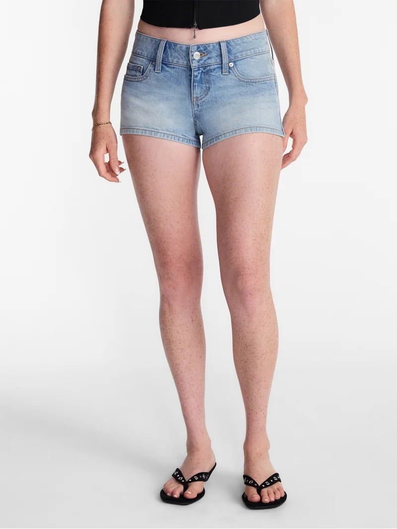 No Boundaries Low Rise Denim Shortie Shorts, 2'' Inseam, Women\u2019s 00-20 | Walmart (US)