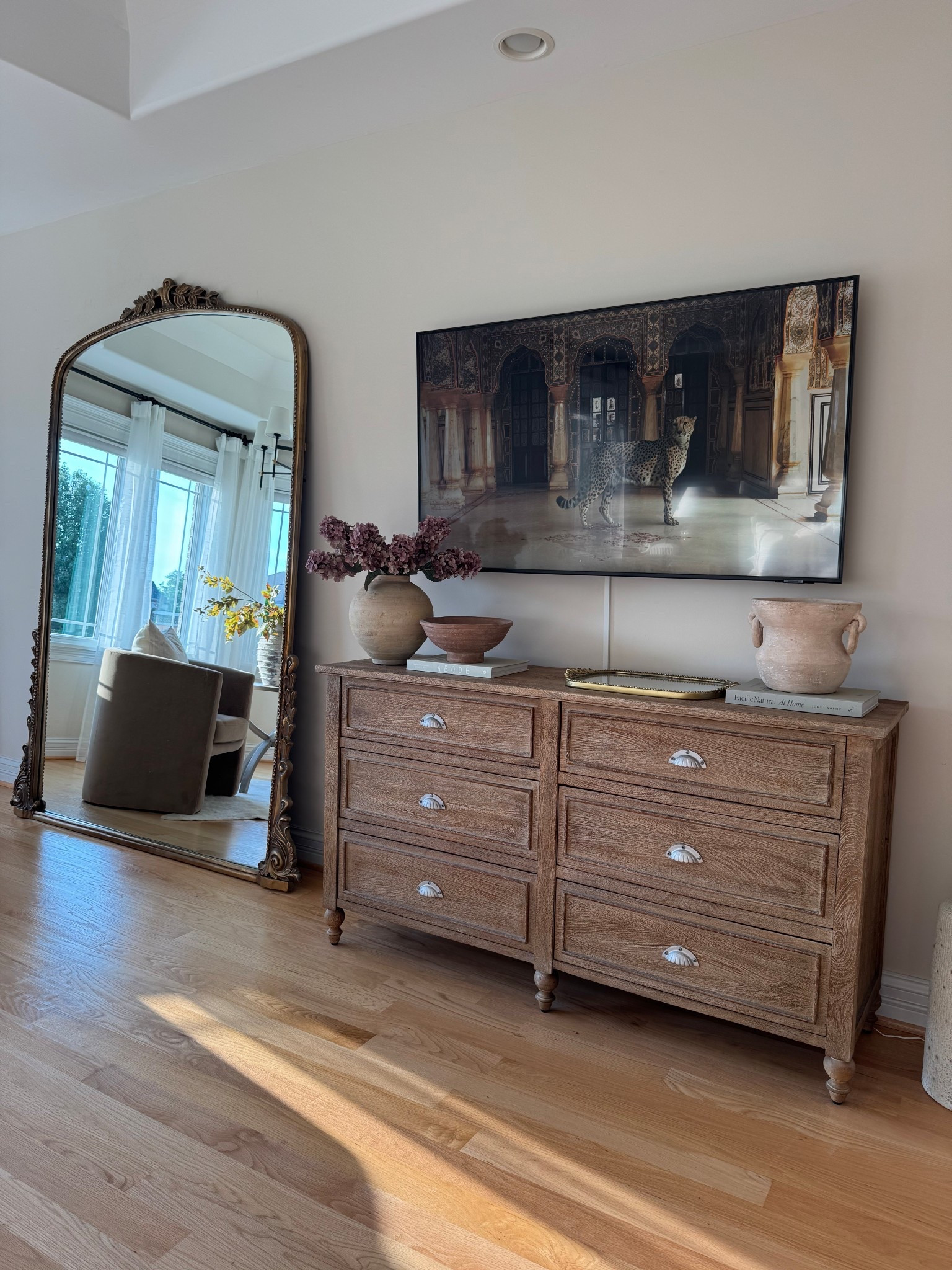 My dream mirror! Our bedroom dresser and nightstands are from Pottery Barn but they have been discontinued as of this summer. 

Bedroom, bedding, floor mirror, dresser, nightstand, interior styling, frame tv, dresser styling, #neutralhome #cozyhome #bedroom 

#LTKSaleAlert #LTKSeasonal #LTKHome