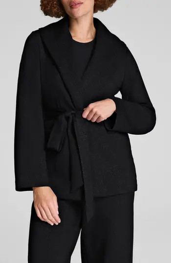 SPANX® AirEssentials Shimmer Wrap Cardigan in Very Black Gunmetal at Nordstrom Rack, Size X-Small | Nordstrom Rack