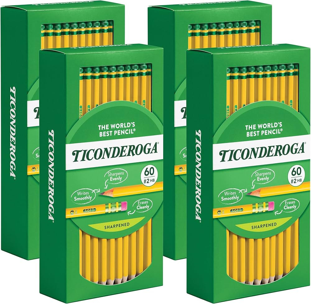 Ticonderoga Wood-Cased Pencils, Pre-Sharpened, 2 HB Soft, Yellow, 240 Count | Amazon (US)