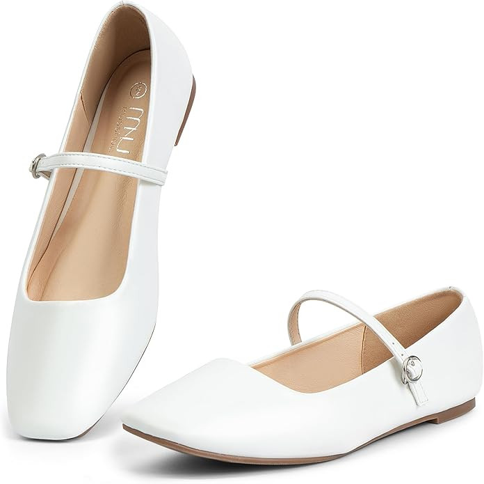 MUSSHOE Mary Jane Flats for Women: Classic Square Toe Ballet Flats with Strap - Comfortable Dress... | Amazon (US)