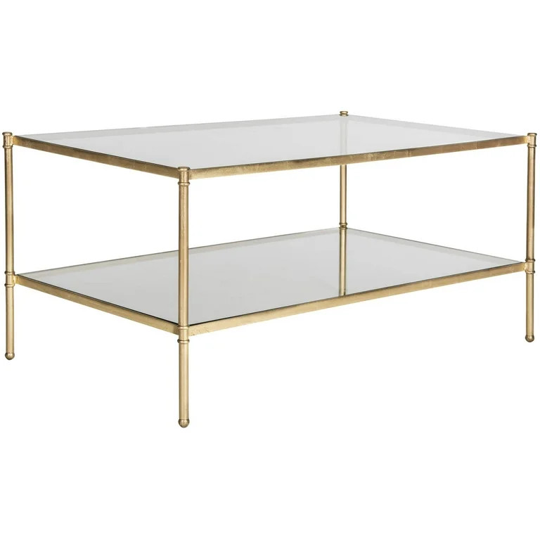 Safavieh Aslan 42" Width Iron Coffee Table, Antique Gold w/ Glass Top | Walmart (US)