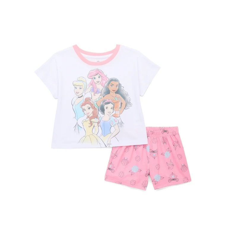 Disney Princess Girls Top and Shorts Pajama Set, 2-Piece, Sizes 4-12 | Walmart (US)