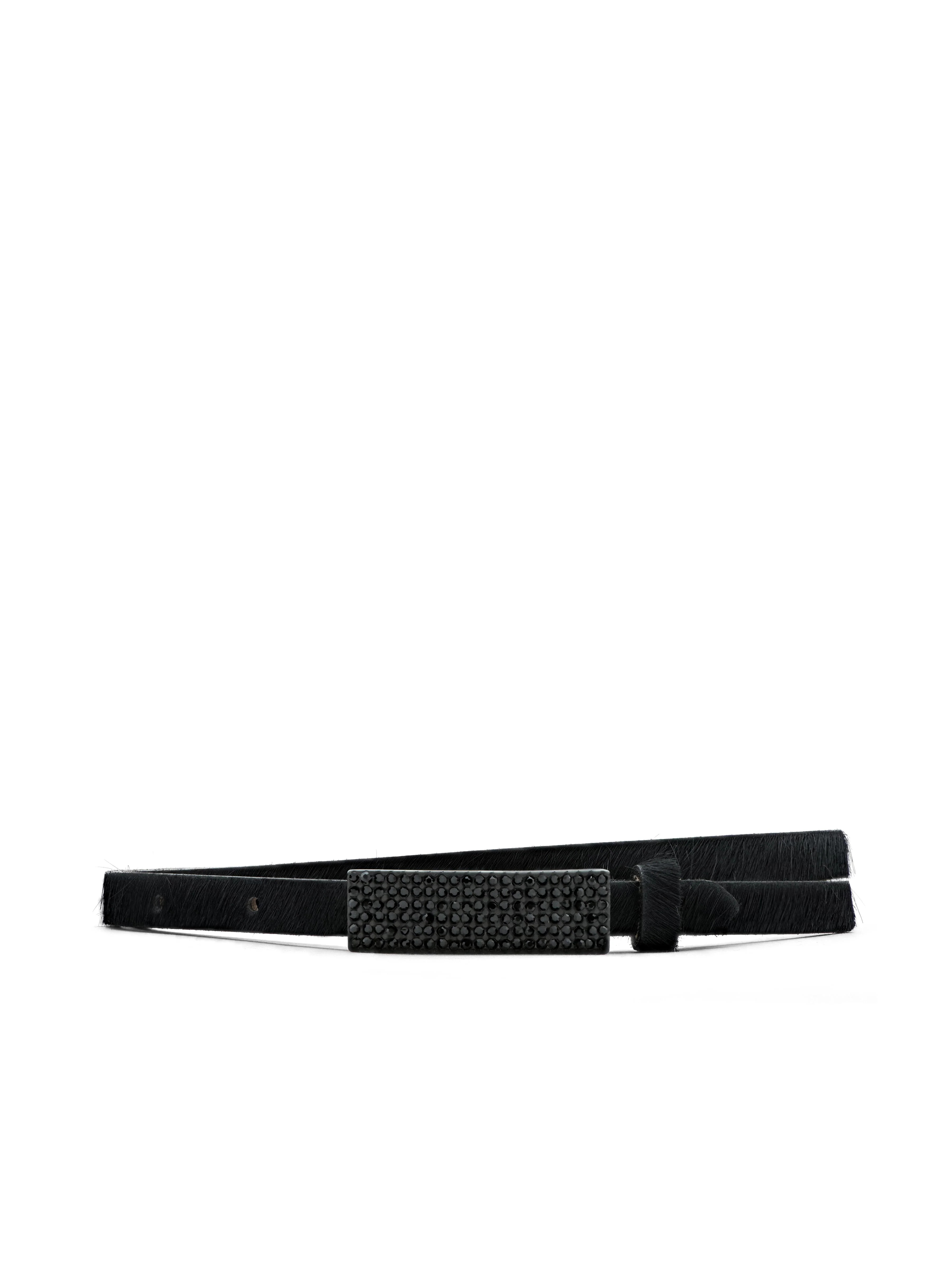Haven Calf Hair Leather Belt in Black Embellished | L'AGENCE | L'Agence