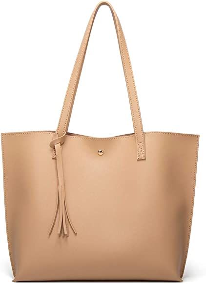 Women's Soft Faux Leather Tote Shoulder Bag from Dreubea, Big Capacity Tassel Handbag | Amazon (US)