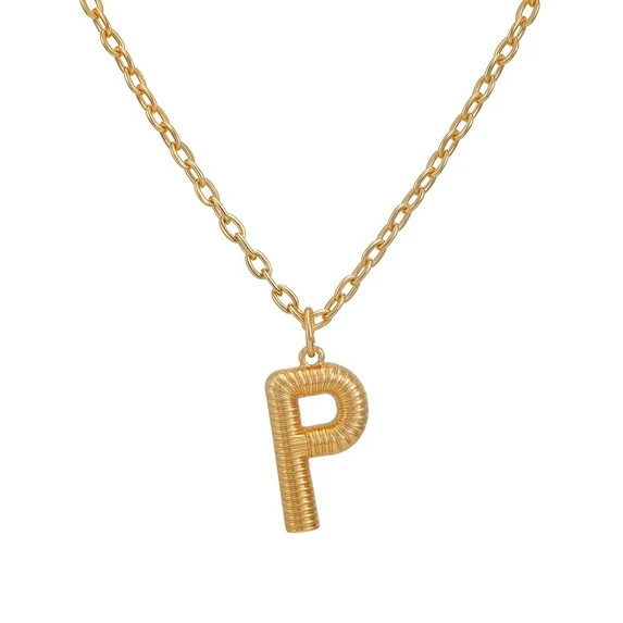 Time and Tru Women's Goldtone Initial P Necklace with Giftable Pouch | Walmart (US)