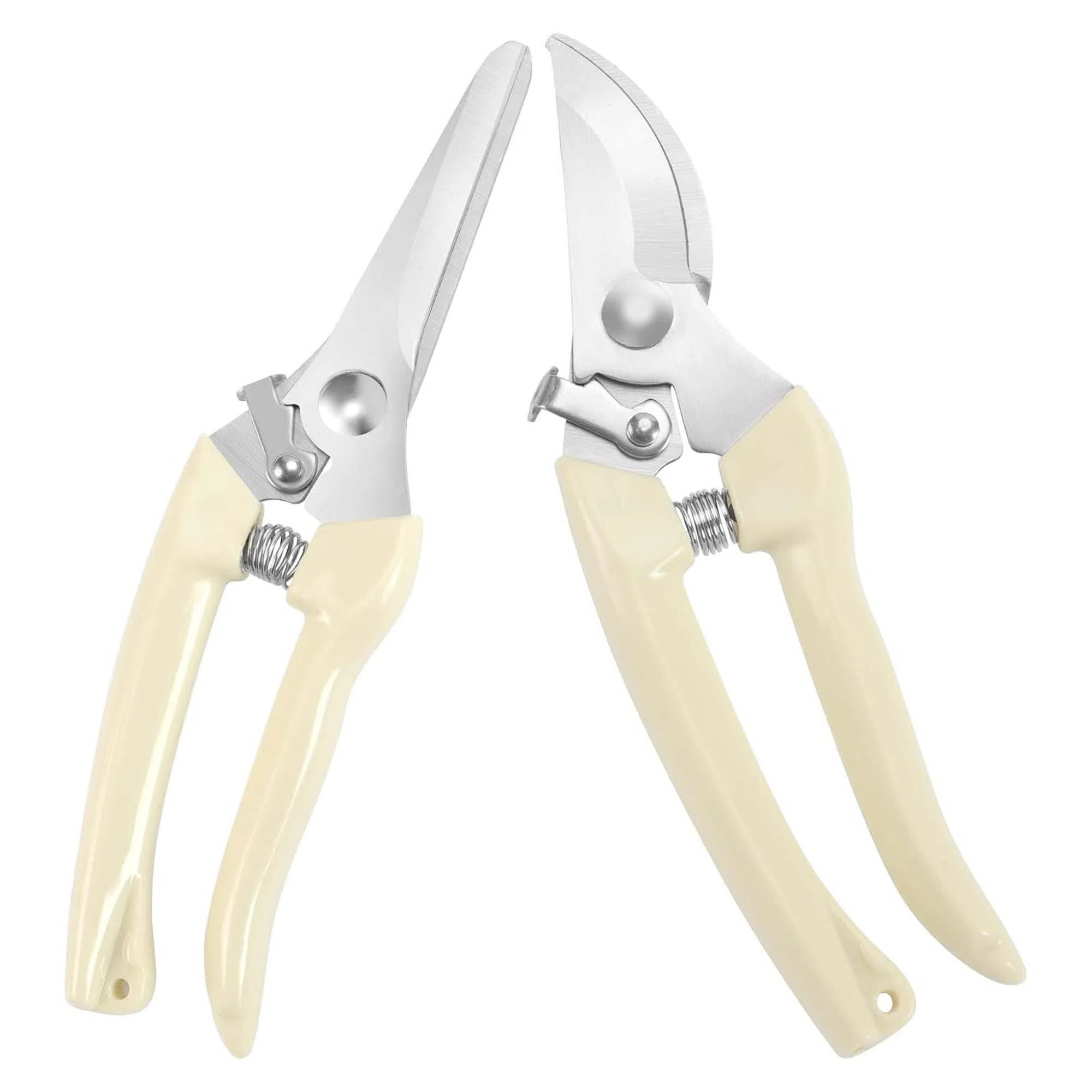 Garden Pruning Shears 2 Pack, White Steel Anvil Clippers For Flowers, Bushes, Roses, Fruit Trees,... | Wayfair North America