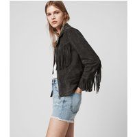 AllSaints Mina Suede Tassel Jacket | AllSaints (UK)