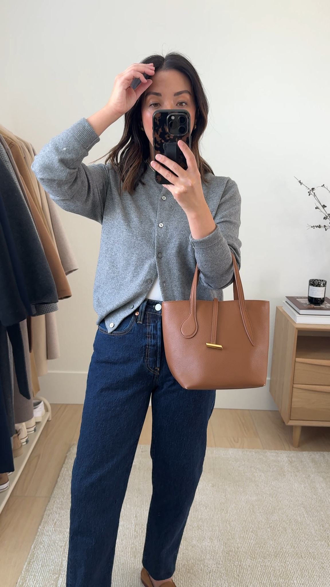 Levi's jeans. Levi's  501 Crop Jeans but in the 28" inseam. This is the shortest inseam they have for this wash. These also have a little stretch to them. Since they're 28" inseam, I did have to cut them.  In Levi's I'm a 25 but sized up to a 26. 26 is quite roomy, but after a wash and dry, they're perfect. The stretch in these jeans made them shrink more than the 100% cotton. 

Color: Salsa

Levi's cardigan small
Levi's 501 Crop 28" inseam 26. Sized up and cut hems
Veronica Beard Loafers 5.5. But go tts
Liffner Spout bag
Dorsey James necklace 15"


#LTKStyleTip #LTKPetite