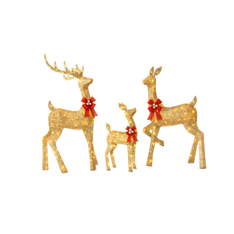 Jingle Joy 3-Piece Large Lighted Outdoor Christmas Deer Set with LED Lights – 5Ft Holiday Reind... | Walmart (US)
