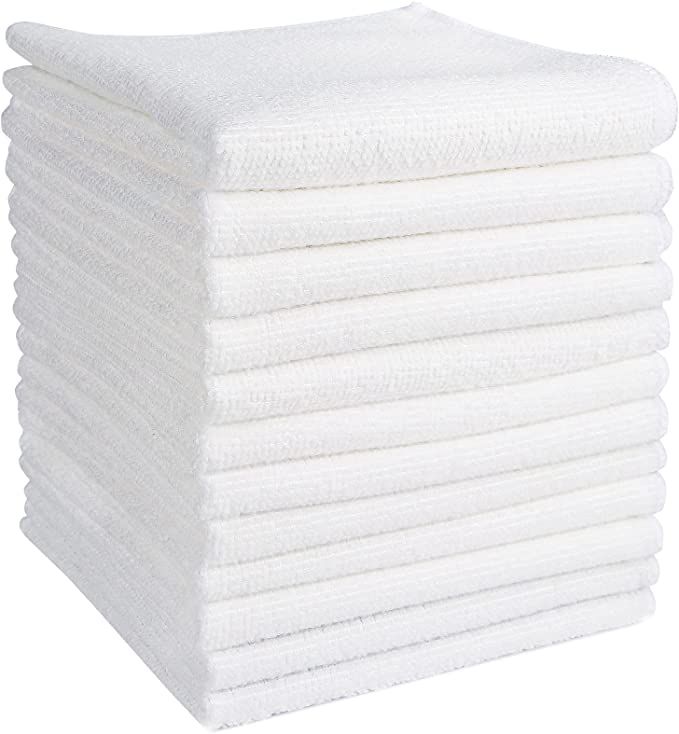 AIDEA Dish Cloths White-12Pack, Microfiber Cleaning Cloths, Strong Water Absorption, Lint-Free, S... | Amazon (US)