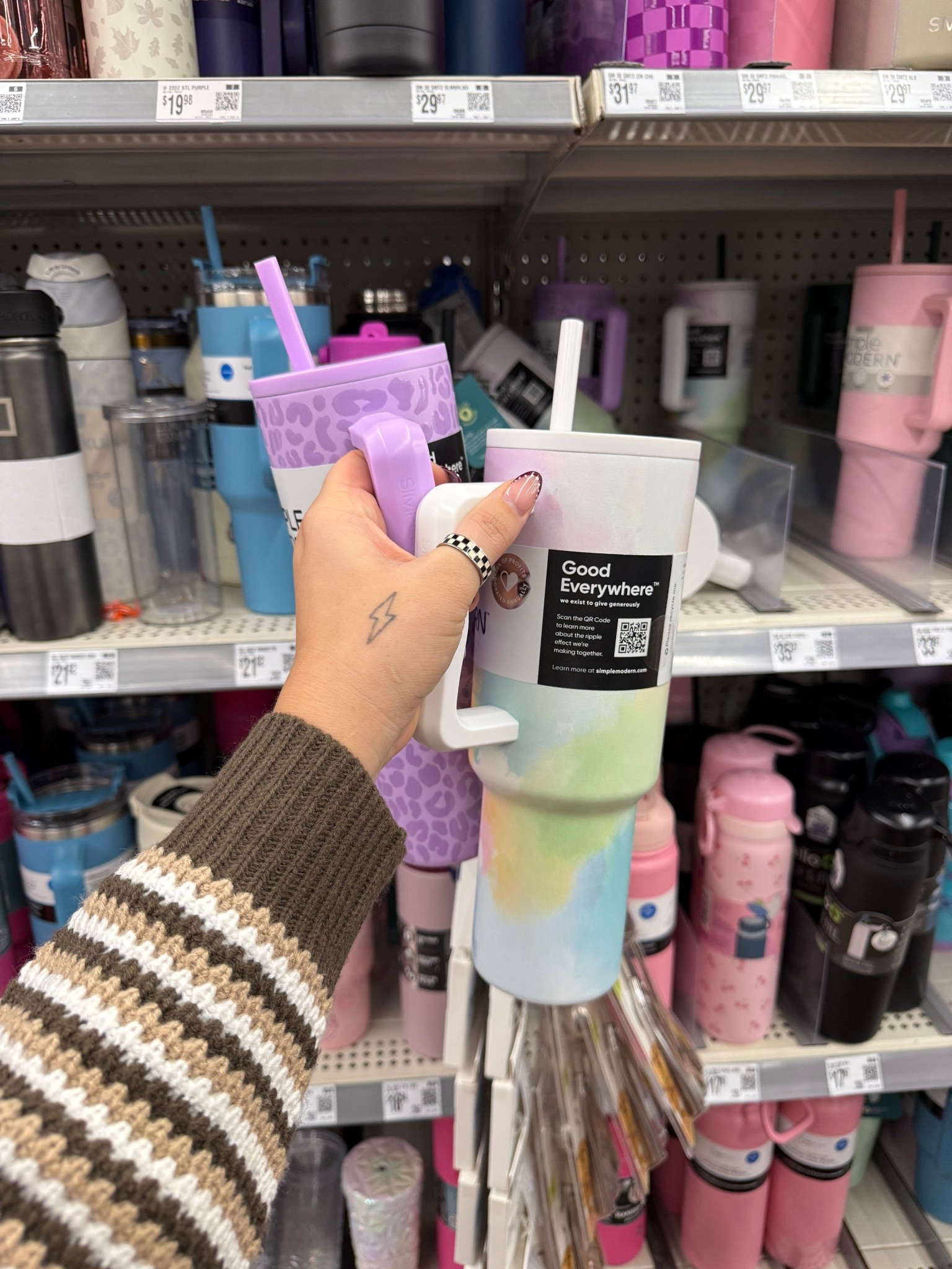 A cute tumbler is always a good idea — you truly can’t go wrong.
These adorable prints make the perfect gift on their own, but stuff it with a lip gloss and a gift card and you’ve got the most practical, universally loved present. Easy, thoughtful, and so cute.