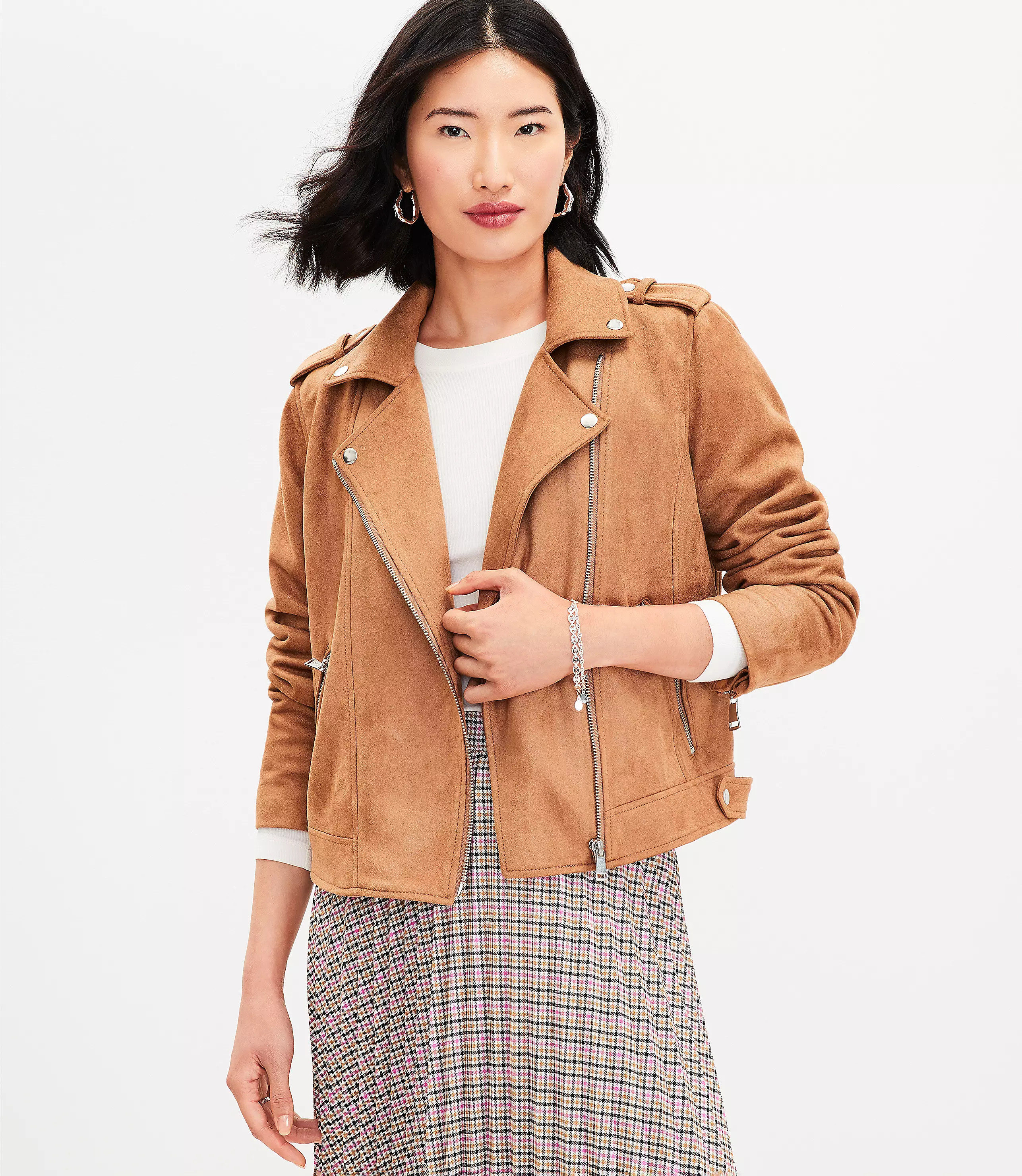Faux Suede Moto Jacket | LOFT