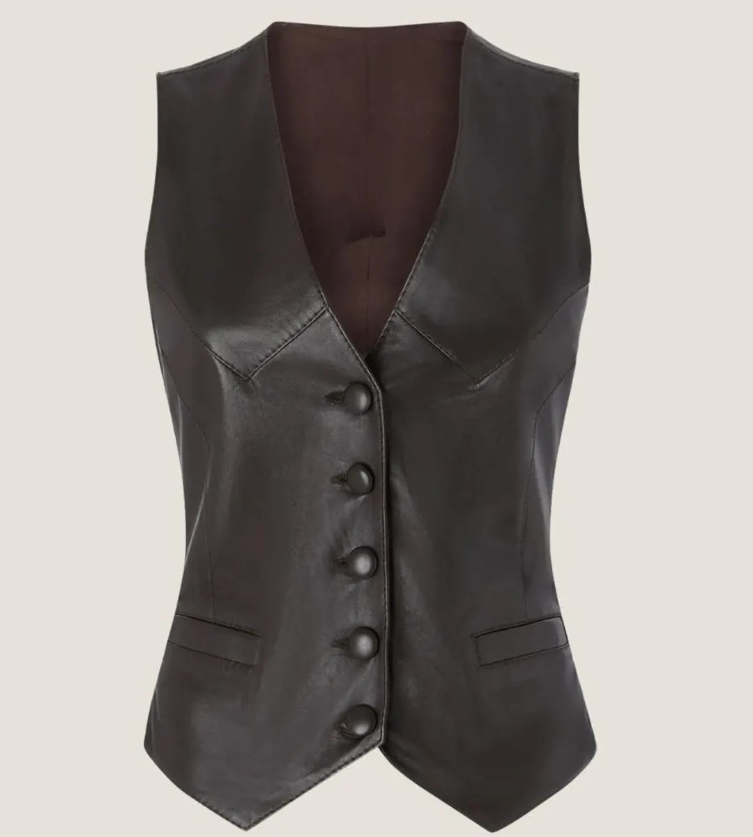 Women’s Brown Leather Vest – Fitted Button-up Waistcoat - Etsy | Etsy (US)