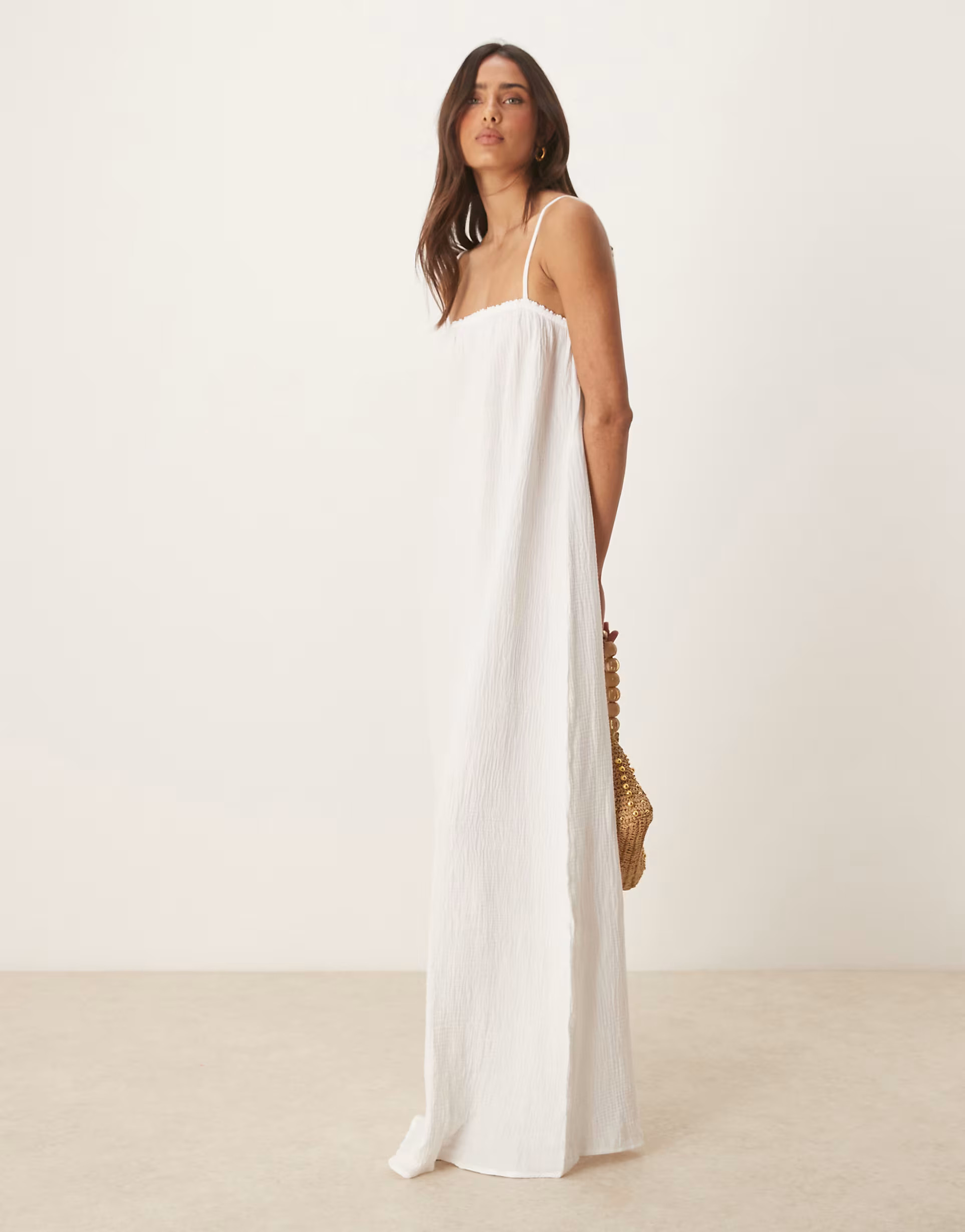 JDY cheesecloth sleeveless maxi dress in white | ASOS (Global)