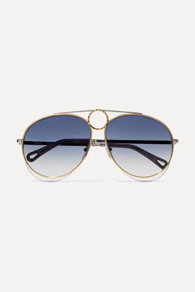 Chloé - Aviator-style Gold And Silver-tone Sunglasses - one size | NET-A-PORTER (UK & EU)