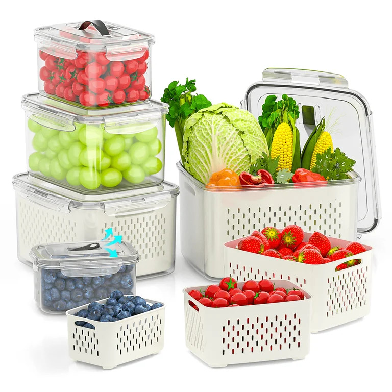 5 Pack Fruit Storage Containers For Fridge With Removable Colanders, Airtight Storage Container w... | Walmart (US)