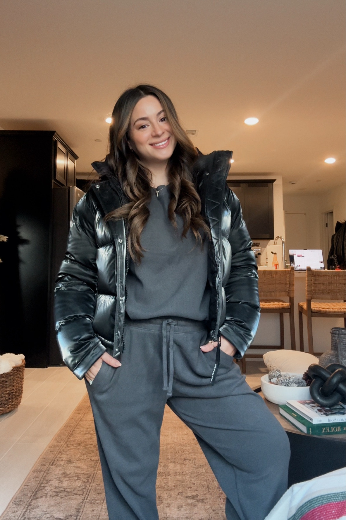 Cozy winter day❄️ I’m 5ft and got this top in s/m and pants in small! Jacket is 2xs 

#LTKBump