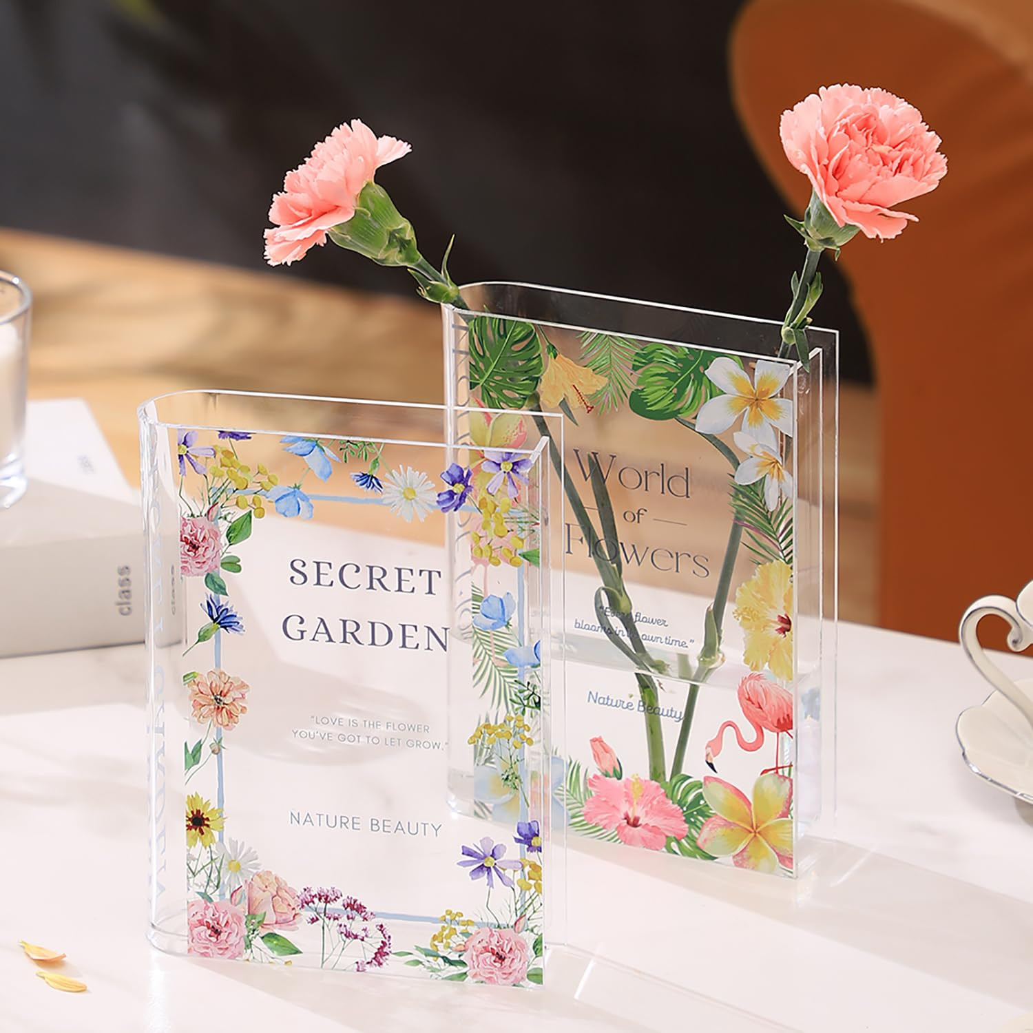 Book Vase, Acrylic Book Vase for Flowers, Book Flower Vase Clear, Book Shaped Vase, A Book About ... | Amazon (US)
