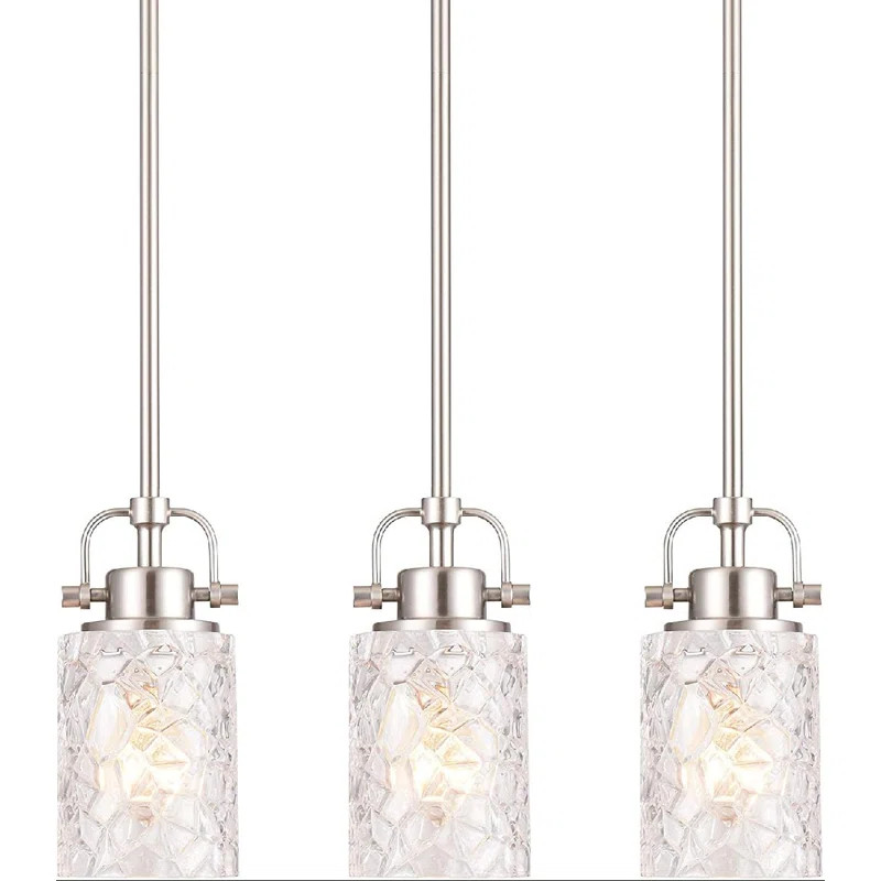 3 Pack Mini Modern Pendant Lights For Kitchen Island, Brushed Nickel Glass Hanging Lamp, Contempo... | Wayfair North America