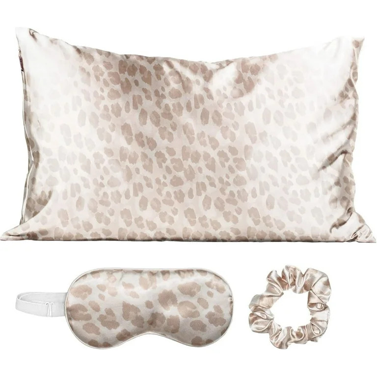 Kitsch 100% Satin Sleep Set - 1 Pillowcase, 1 Eye Mask and 1 Volume Scrunchie for Adult (Leopard) | Walmart (US)