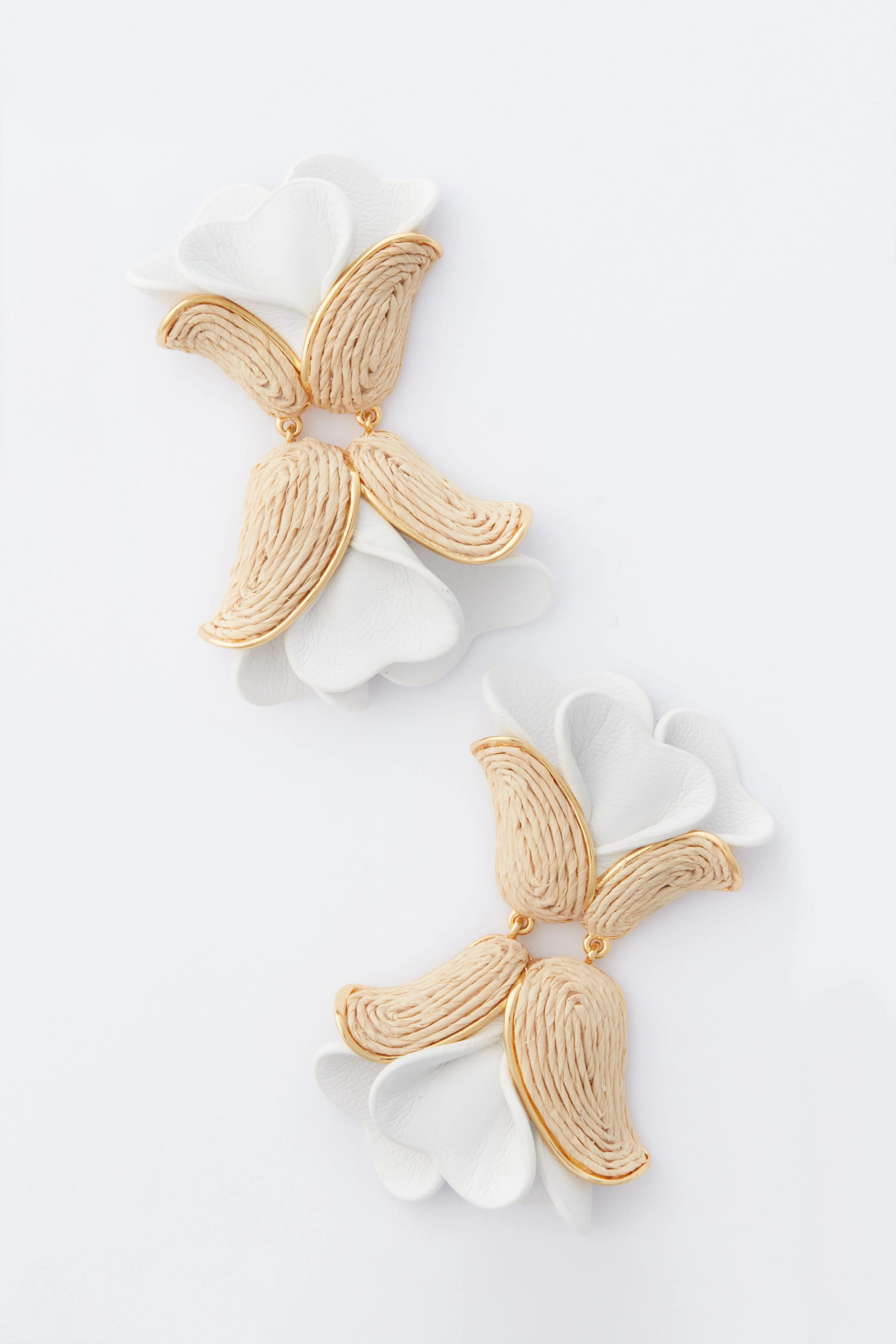 White Leather and Raffia Rosalie Earrings | Tuckernuck (US)