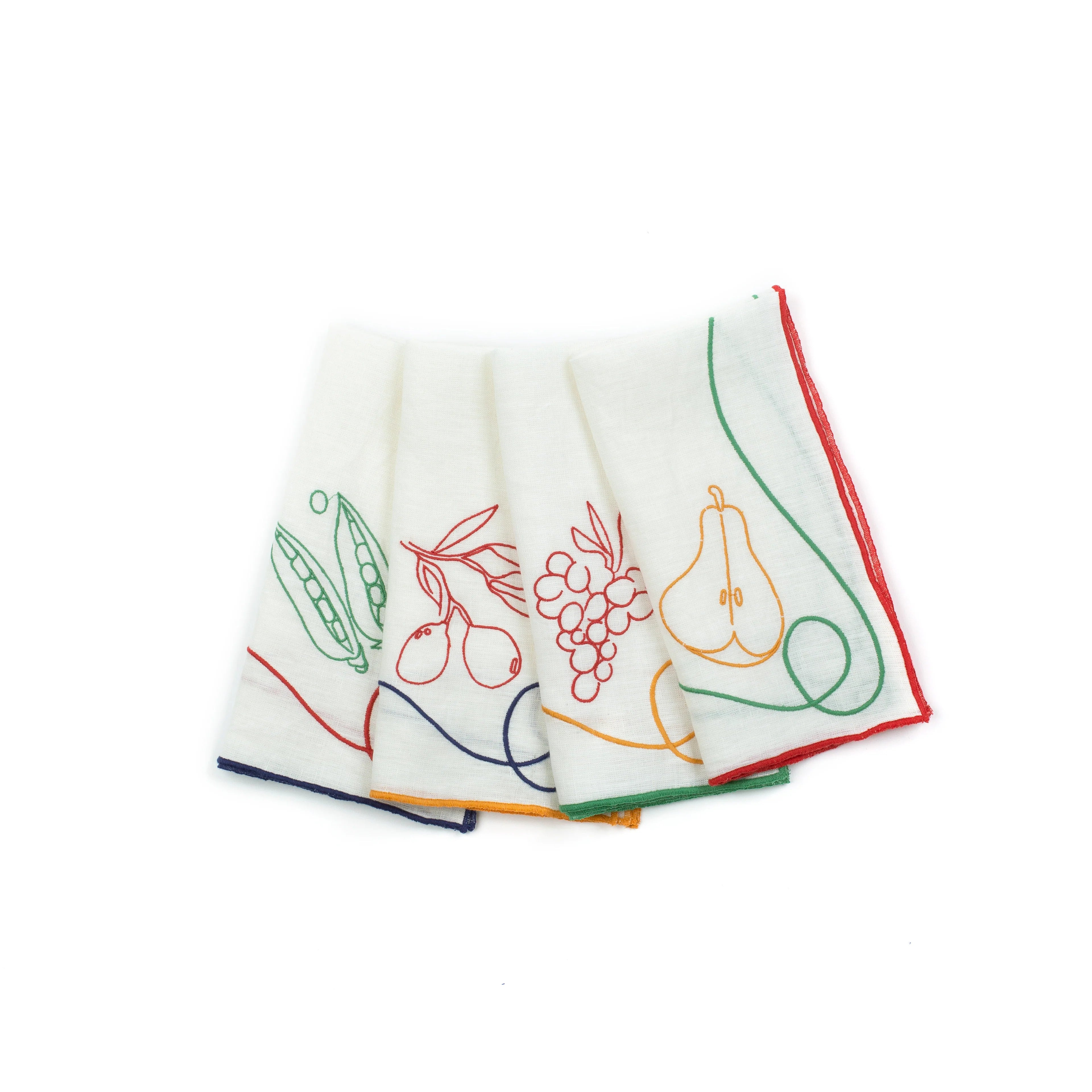 Fete Embroidered Linen Napkins (Set of 4) | Lakeview Home